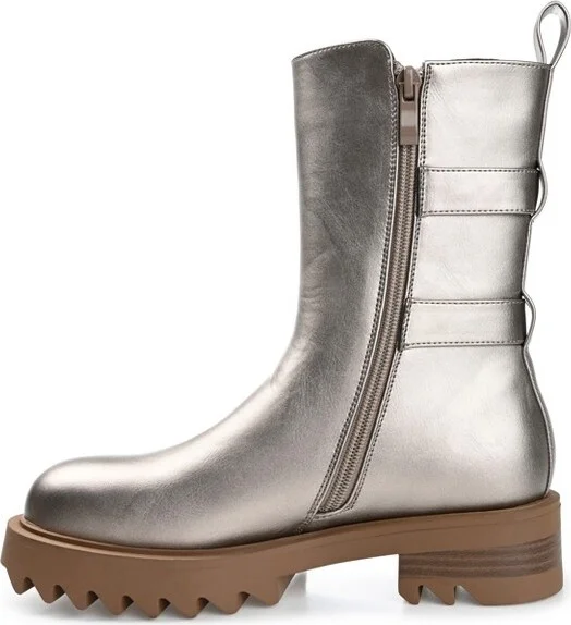 Journee Collection Women's Yasmine Almond Toe Block Heel High Ankle Booties Sand - Image 4