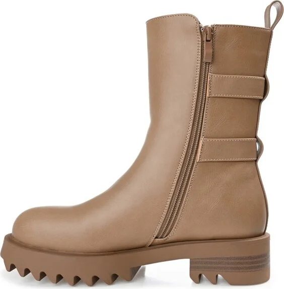 Journee Collection Women's Yasmine Almond Toe Block Heel High Ankle Booties Sand - Image 6