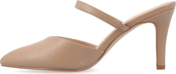 Journee Collection Women's Yvon Narrow Width SuperNatural Shades Pointed Toe Mule Pumps, Mocha NW - Image 2