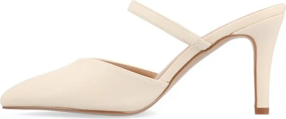 Journee Collection Women's Yvon Narrow Width SuperNatural Shades Pointed Toe Mule Pumps, Mocha NW - Image 3