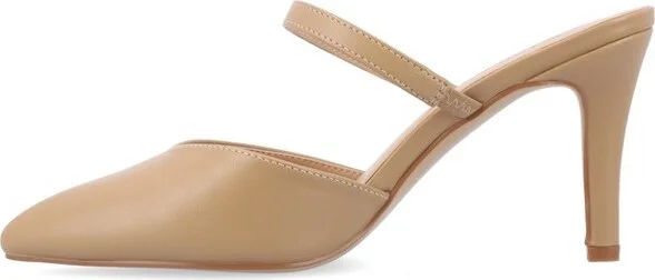 Journee Collection Women's Yvon SuperNatural Shades Pointed Toe Mule Pumps, Cream - Image 3