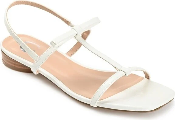 Journee Collection Women's Zaidda Sling Back Low Block Heel Sandals White