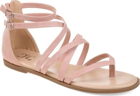 Journee Collection Women's Zailie Gladiator Flat Sandals Pink 5.5W
