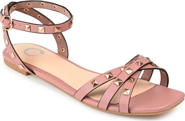 Journee Collection Women's Zendaya Ankle Strap Low Block Heel Sandals Rose