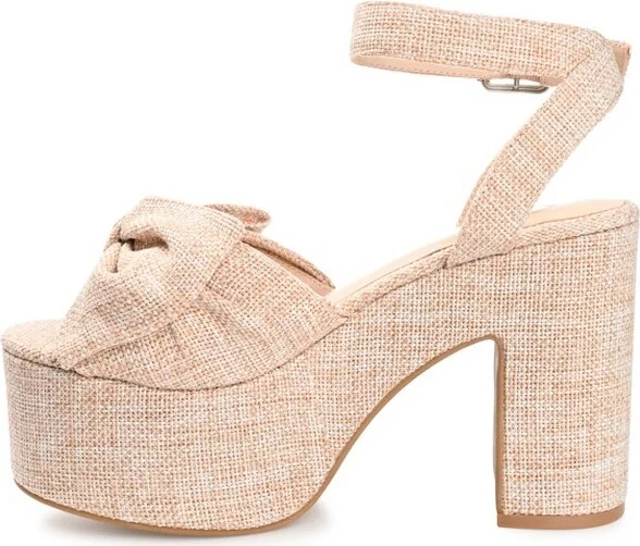 Journee Collection Women's Zenni Bow Detail Platform Sandals Beige - Image 2