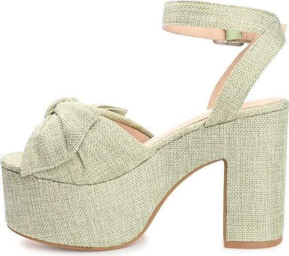 Journee Collection Women's Zenni Bow Detail Platform Sandals Beige - Image 4