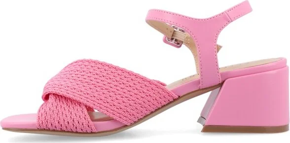 Journee Collection Women's Zerlina Knit Block Heel Sandals, Blue - Image 2