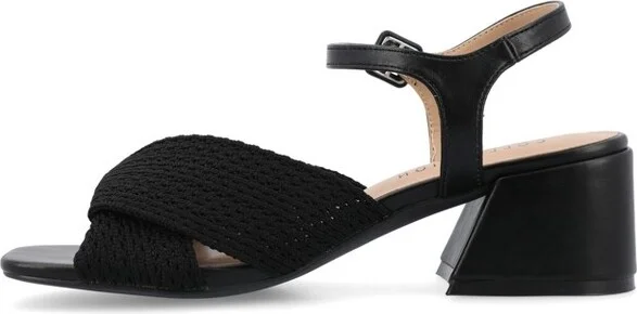 Journee Collection Women's Zerlina Knit Block Heel Sandals, Blue - Image 3