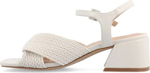 Journee Collection Women's Zerlina Knit Block Heel Sandals, Blue - Image 5