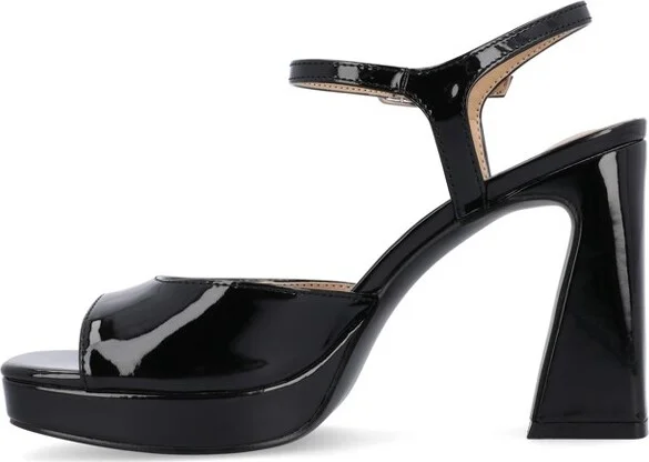 Journee Collection Women's Ziarre Patent Vegan Leather Ankle Strap Platform Sandals Red - Image 3
