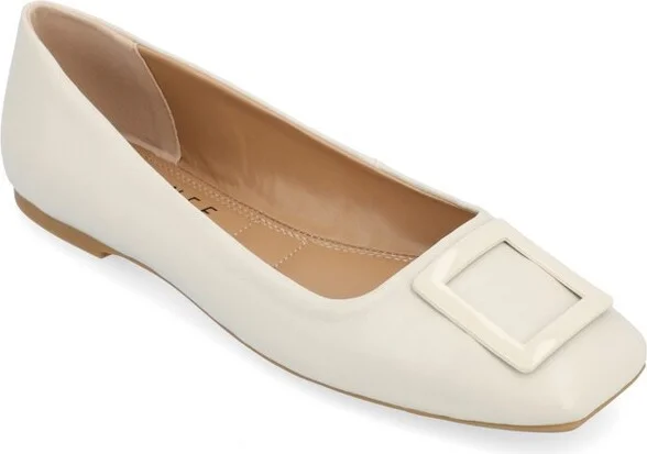 Journee Collection Women's Zimia Ballet Slip On Square Toe Flats Beige