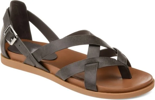 Journee Collection Women's Ziporah Gladiator Flat Sandals Grey