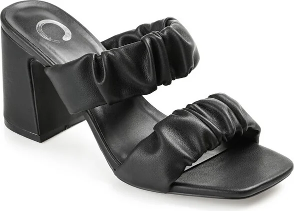 Journee Collection Womens Zoee Open Square Toe Block Heel Sandals Black 9.5