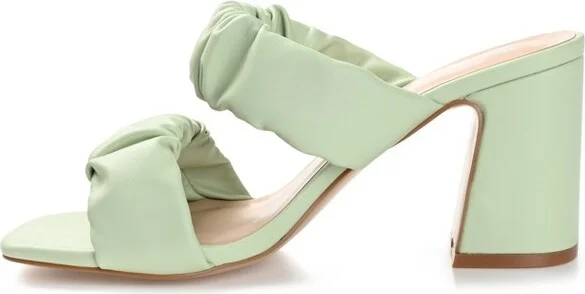 Journee Collection Womens Zoee Open Square Toe Block Heel Sandals Green 7 - Image 2