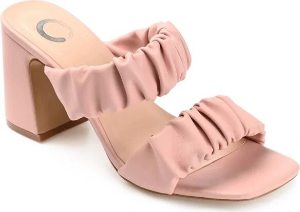 Journee Collection Womens Zoee Open Square Toe Block Heel Sandals Rose 11