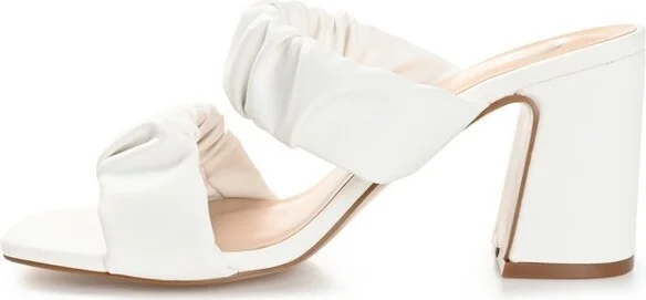 Journee Collection Womens Zoee Open Square Toe Block Heel Sandals White 11 - Image 2