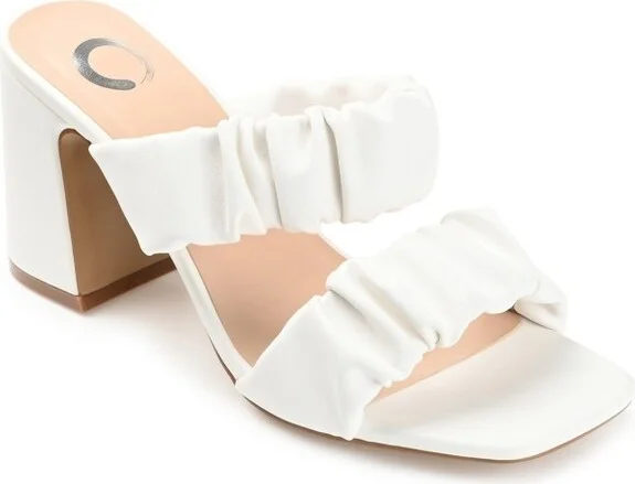 Journee Collection Womens Zoee Open Square Toe Block Heel Sandals White 11