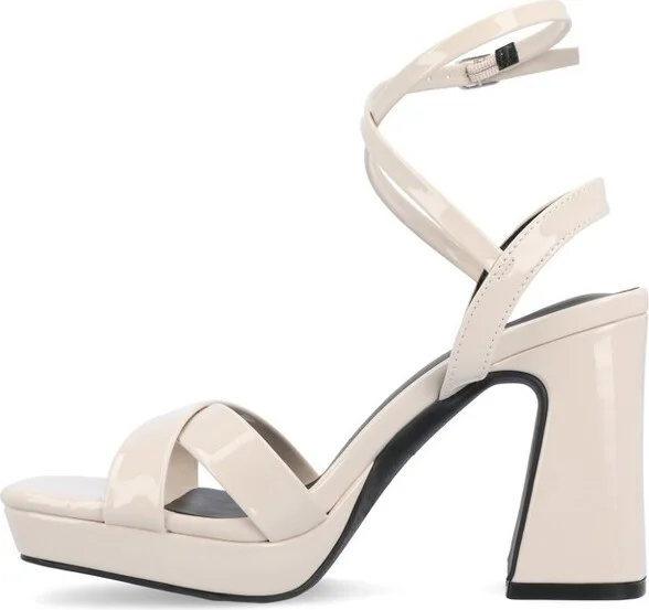 Journee Collection Women's Zorana Mid Heel Platform Sandals Bone - Image 2