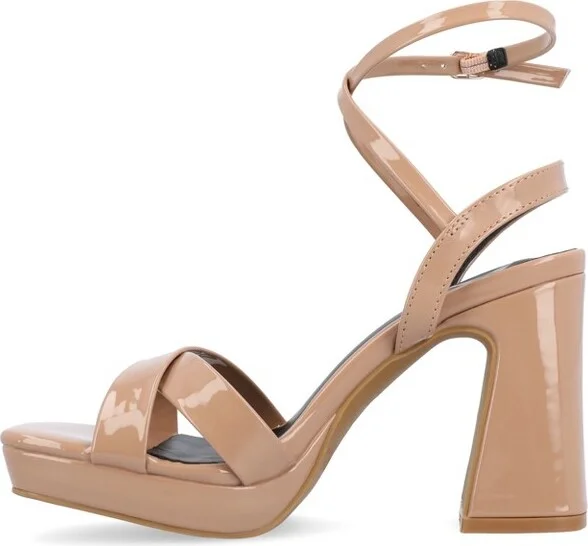 Journee Collection Women's Zorana Mid Heel Platform Sandals Bone - Image 5