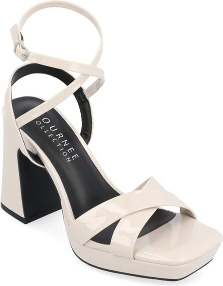 Journee Collection Women's Zorana Mid Heel Platform Sandals Bone