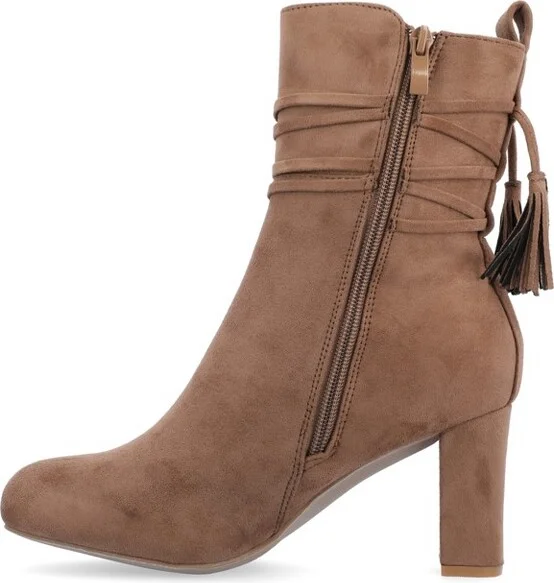 Journee Collection Women's Zuri Inside Zip Block Heel Booties Taupe - Image 2