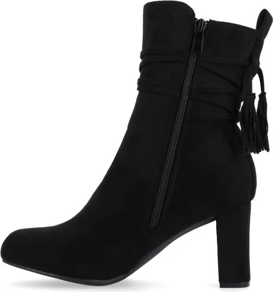 Journee Collection Women's Zuri Inside Zip Block Heel Booties Taupe - Image 4