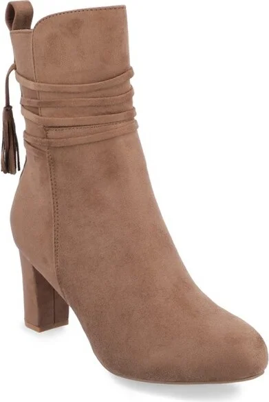 Journee Collection Women's Zuri Inside Zip Block Heel Booties Taupe