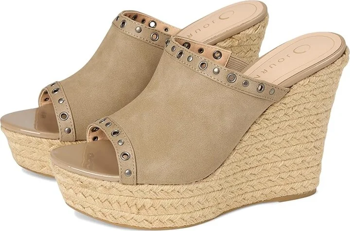 Journee Collection Yari Women's Wedge Shoes Taupe : 6.5 M, Synthetic