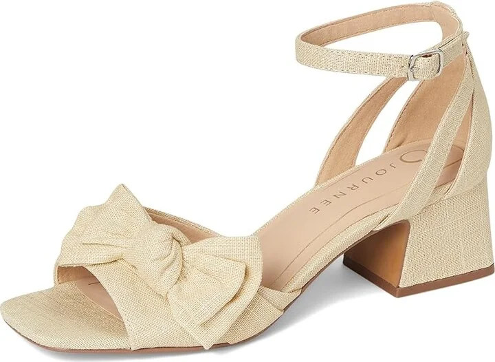 Journee Collection Zevi Women's Dress Sandals Beige : 9.5 M, Textile - Image 5