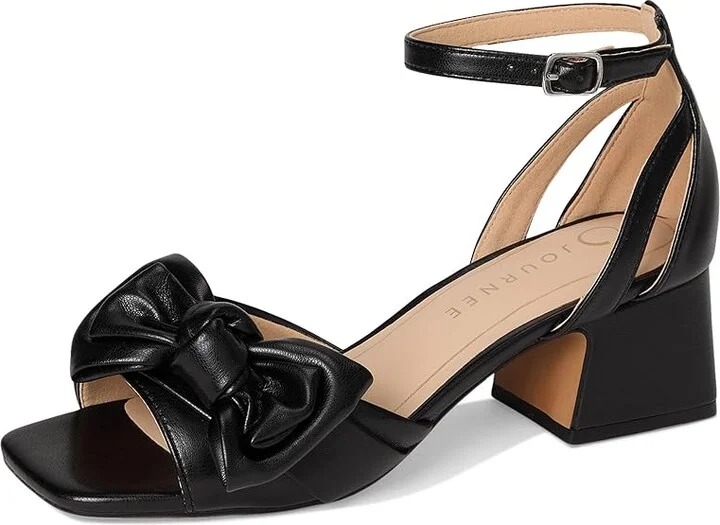 Journee Collection Zevi Women's Dress Sandals Black PU : 7 M, Textile - Image 5