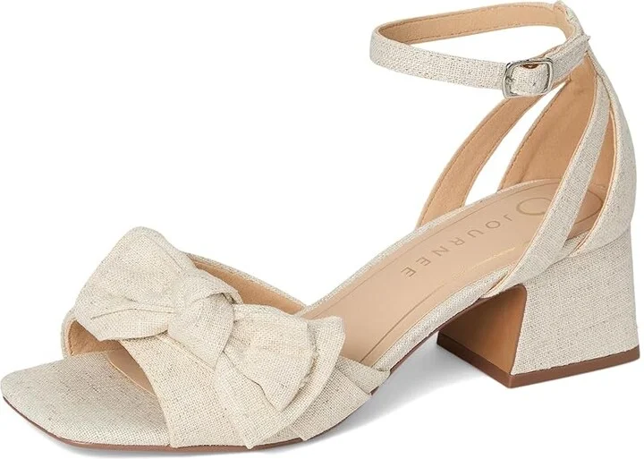 Journee Collection Zevi Women's Dress Sandals Bone : 7.5 W, Textile - Image 5