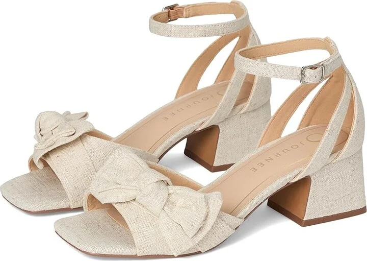 Journee Collection Zevi Women's Dress Sandals Bone : 7.5 W, Textile