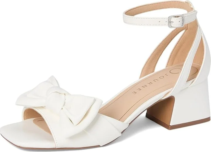 Journee Collection Zevi Women's Dress Sandals White PU : 7.5 M, Textile - Image 5