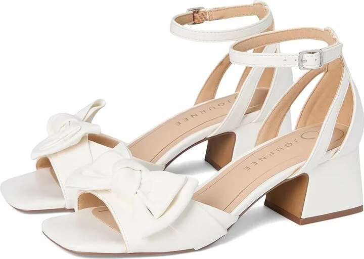 Journee Collection Zevi Women's Dress Sandals White PU : 7.5 M, Textile