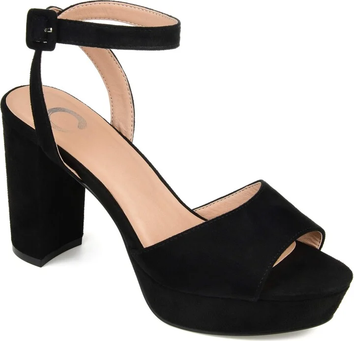 Journee Open Toe Strappy Platform Pumps for Women - Nairri Ankle Strap Chunky High Block Heel Sandal