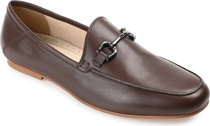Journee Signature Womens Genuine Leather Giia Loafer Round Toe Slip On Flats