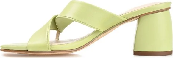 Journee Signature Women's Genuine Leather Jossette Slip On Block Heel Open Square Toe Sandals Brown - Image 6