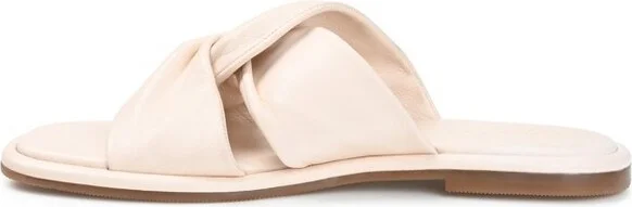 Journee Signature Women's Genuine Leather Kanndice Slip On Slide Sandals Beige - Image 2
