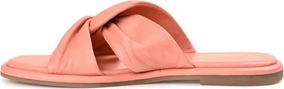 Journee Signature Women's Genuine Leather Kanndice Slip On Slide Sandals Beige - Image 4