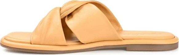 Journee Signature Women's Genuine Leather Kanndice Slip On Slide Sandals Beige - Image 5