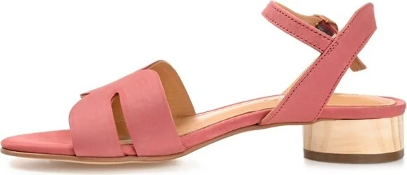 Journee Signature Women's Genuine Leather Starlee Buckle Ankle Strap Sandals Rose - Image 2