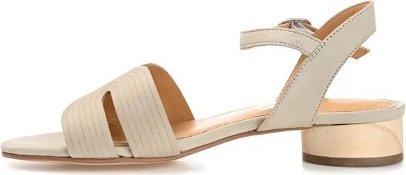 Journee Signature Women's Genuine Leather Starlee Buckle Ankle Strap Sandals Rose - Image 3