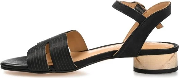 Journee Signature Women's Genuine Leather Starlee Buckle Ankle Strap Sandals Rose - Image 4