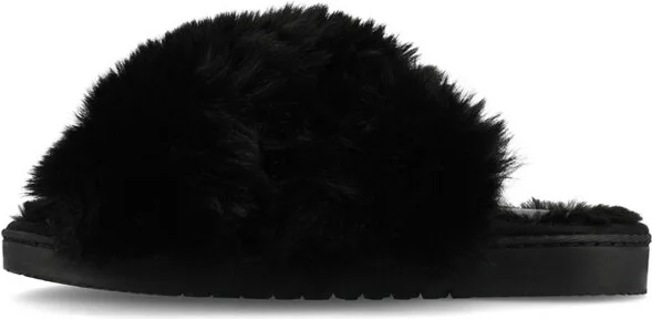 Journee Women' Skylah Soft Pluh Open Toe Cricro Strap Cuhioned Slipper, Black S(5-6) - Image 2