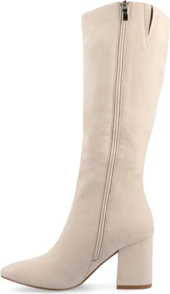 Journee Women's Ameylia Covered Block Heel Pointed Toe Boots, Black PU - Image 3