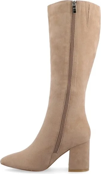 Journee Women's Ameylia Covered Block Heel Pointed Toe Boots, Black PU - Image 4