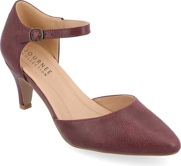 Journee Womens Bettie Almond Toe Mid Heel Pumps