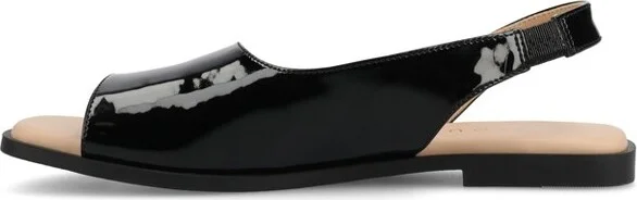 Journee Women's Brinsley Medium and Wide Width Flat Sandals, Black PU - Image 2