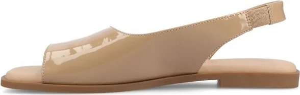 Journee Women's Brinsley Medium and Wide Width Flat Sandals, Black PU - Image 3