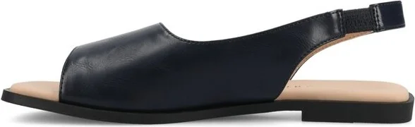 Journee Women's Brinsley Medium and Wide Width Flat Sandals, Black PU - Image 4